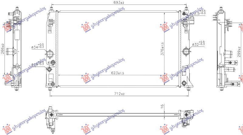 HLADNJAK MOTORA 1.5 HIBRID/BENZIN (625x376x16)