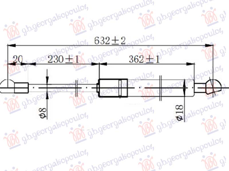AMORTIZER GEPEK VRATA (632L-280N) 