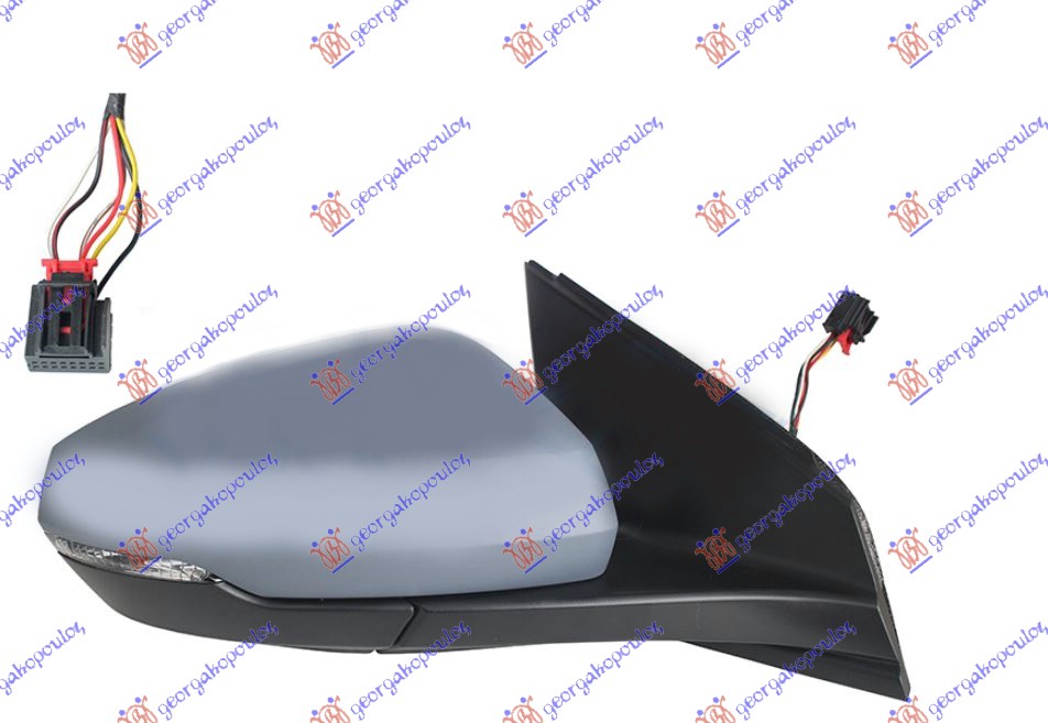 RETROVIZOR ELEKTRICNI SA GREJACEM PM (MIGAVAC) (6 PIN) (KONVEKSNO STAKLO) - DESNO