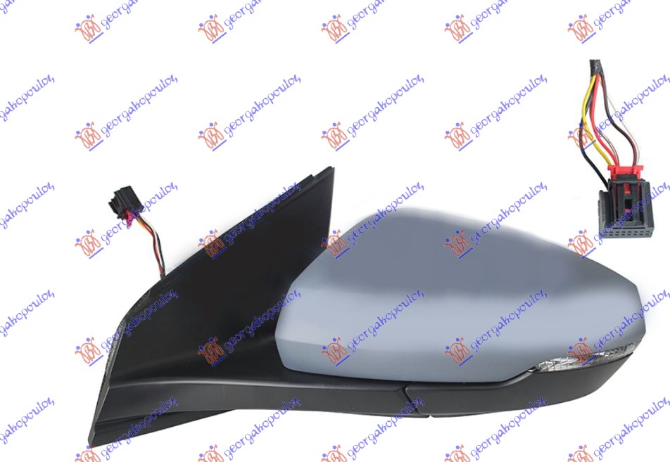 RETROVIZOR ELEKTRICNI SA GREJACEM PM (MIGAVAC) (6 PIN) (ASFERICNO STAKLO) - LEVO