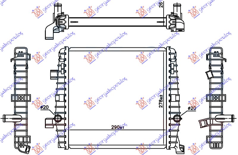 HLADNJAK MOTORA DODATNI 3.0 TSI HIBRID (AUTO) (29x27.8x2.6) - DESNO