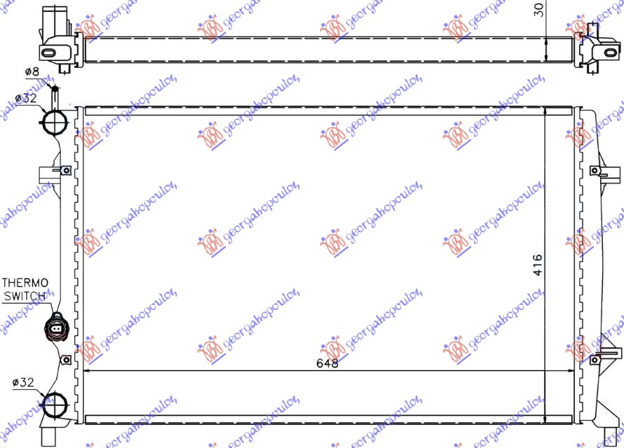 HLADNJAK MOTORA 1.8/2.0 TFSi BENZIN (650x450x32) (LEMLJEN SPOJ)