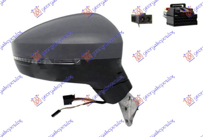 RETROVIZOR ELEKTRICNI SA GREJACEM PM (MIGAVAC) (MRTAV UGAO) (KONVEKSNO STAKLO) - DESNO