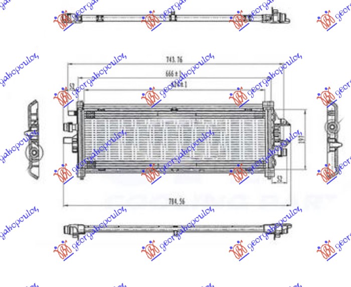 HLADNJAK MOTORA DODATNI (624x185x16) (VALEO)