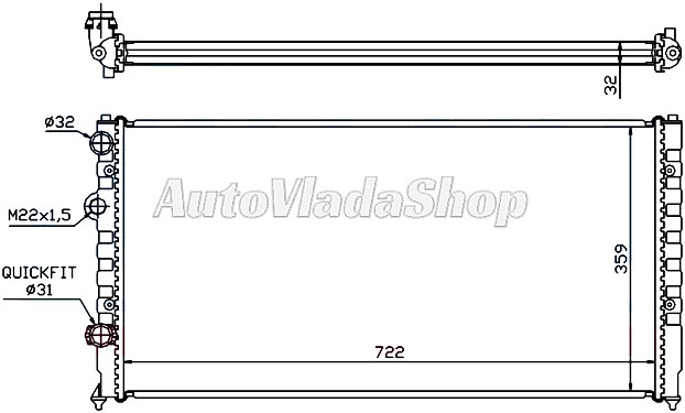 HLADNJAK MOTORA 1.6/1.8/2.0/2.8/2.9IVR6cc (+/-AC) (72x37)