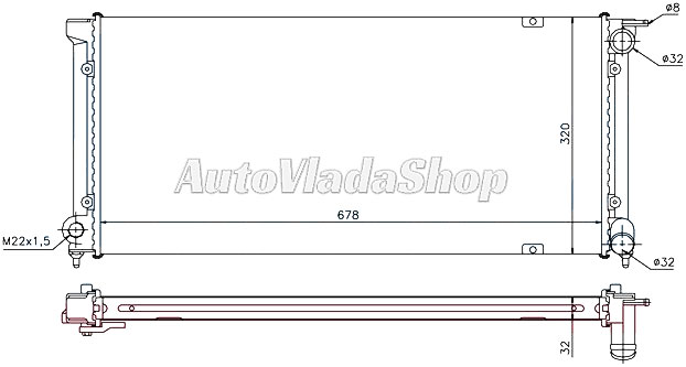 HLADNJAK MOTORA BENZIN/DIZEL (+AC) (67.5x32x3.4)