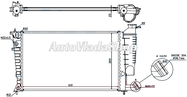 HLADNJAK MOTORA 1.4/1.6/1.8  i  VTS (+AC) (61x38) (BRZA SPOJNICA)
