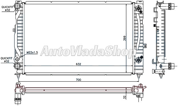 HLADNJAK AUDI A4 96-00 16+18-19TDI /A6 97- 18-19 AUTOMATIK