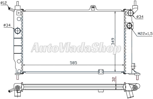 HLADNJAK MOTORA 1.4/1.6 (+/-AC) (585x349x32)