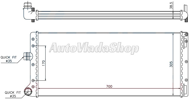 HLADNJAK MOTORA 1.9 DIZEL (+AC) (70x30.6x38)