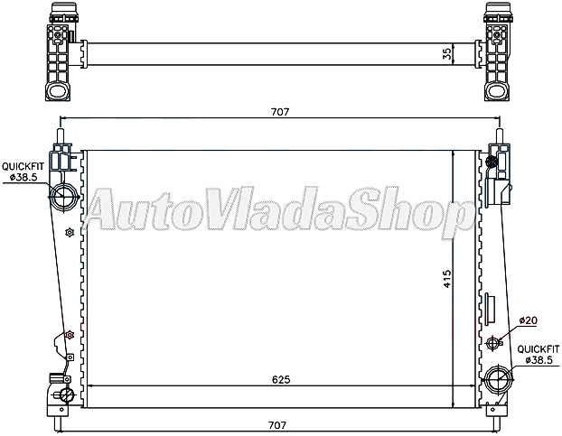 HLADNJAK MOTORA 1.4/1.6TUR - 1.3-18/1.9-2.0 D (+/-AC) (62x39) 88KW