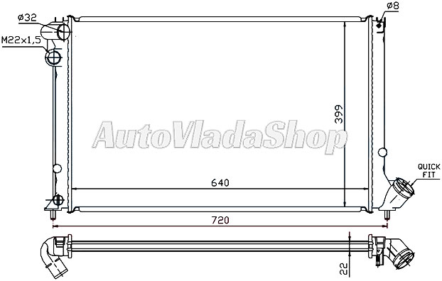 HLADNJAK MOTORA 1.6i 8V 1.8i 8/16V (MAN) (+AC) (64x40)