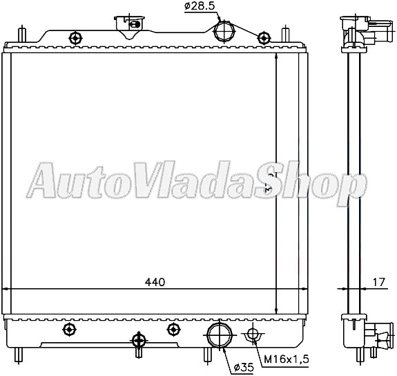 HLADNJAK MOTORA 1.3/1.5CC (+/-AC) (41.2x37.5) (KOYO)
