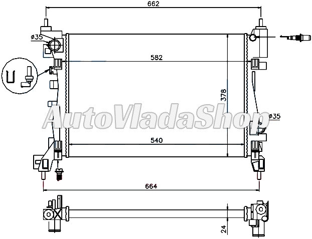 HLADNJAK MOTORA BENZIN (+/-AC) (54x37.8x2.4)