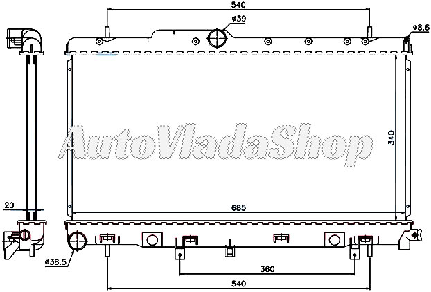 HLADNJAK MOTORA 2.0i 16V TURBO WRX (68.6x34)