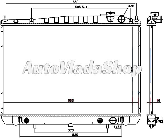 HLADNJAK MOTORA BENZIN 2.4i 16V (AUTO) (45x68.6x1.6)
