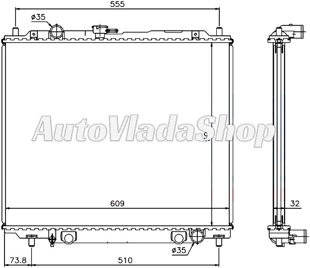 HLADNJAK MOTORA 2.8 TDi (MAN) (+/-AC) (500x600x32)