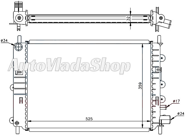 HLADNJAK MOTORA 1.4/1.6/1.8 16V 1.8D (+/-AC) (52.5x36.5)