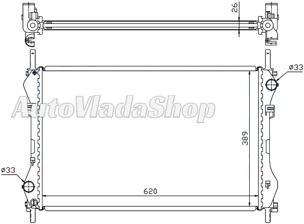 HLADNJAK MOTORA 2.4 TD-TDi (-AC) (62x40x26)