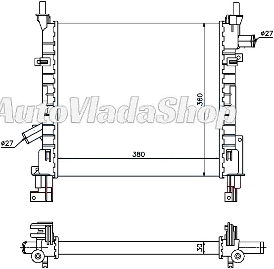 HLADNJAK MOTORA BENZIN (+/-AC) (380x349 x16)