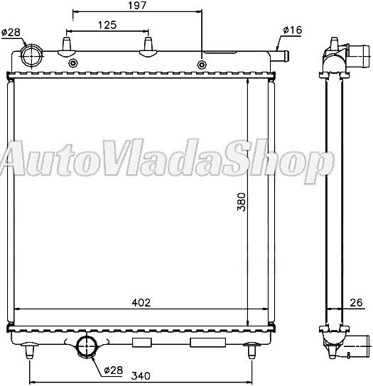HLADNJAK MOTORA 1.4/1.6 HDI DIZEL (380x390)