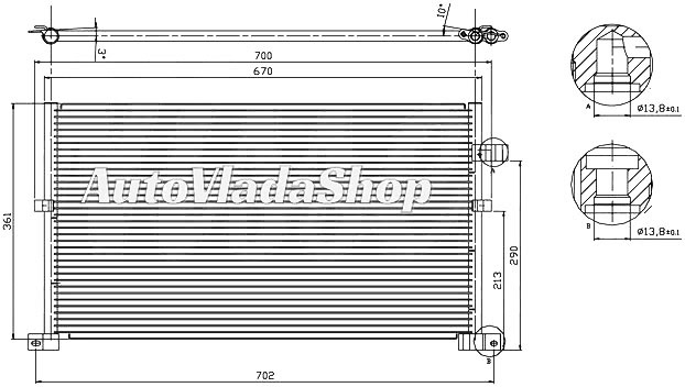 HLADNJAK KLIME ZA SVE MODELE BENZIN/DIZEL (670x361x16) 02-